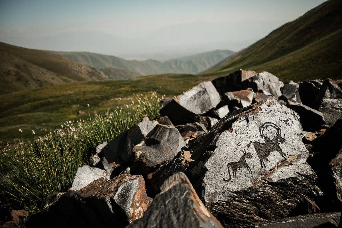 Saimaluu Tash Petroglyphs in Jalal-Abad region, Kyrgyzstan